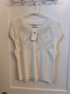 Evereve Cream Knit Sleeveless Sweater Shell